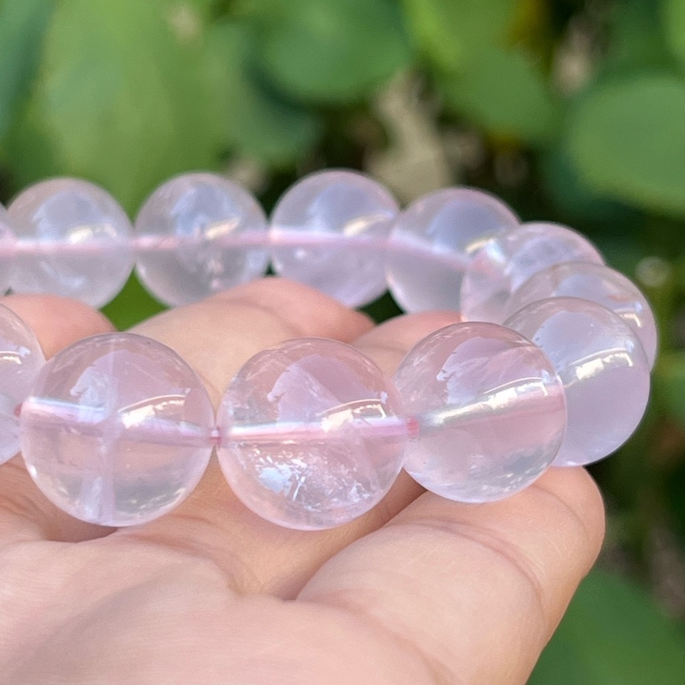14mm stretchable high quality rose quartz bracelet‎